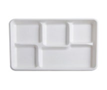 Fineline Settings 42RCT108S5 - Conserveware Bagasse Tray - 5 Compartments - Compostable