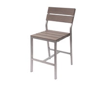 Central Exclusive PH202BGRTK-SG Seaside Side Barstool Wide Gray Synthetic Teak, Silver Frame