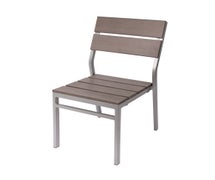 Central Exclusive Seaside Side Chair with Synthetic Teak Back/Seat, Silver Frame