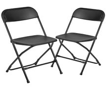 Flash Furniture 2-LE-L-3-BK-GG HERCULES Series Black Plastic Folding Chairs | Set of 2 Lightweight Folding Chairs