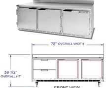 Beverage Air WTRD72AHC-2 Worktop Refrigerator - 2 Door, 2 Drawers, 21.5 Cu. Ft.