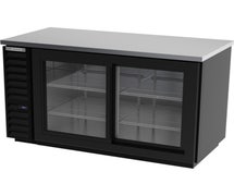 Beverage-Air BB58HC-1-F-GS-B - 59"W Back Bar Cooler, 2-Section, Glass Doors, Black Exterior, Stainless Steel Top