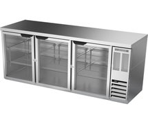 Beverage-Air BB72HC-1-FG-S-27 - 72"W Back Bar Cooler, 3-Section, Stainless Steel Exterior, Glass Sliding Doors