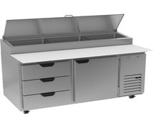 Beverage-Air DPD67HC-3 Refrigerated Pizza Prep Table, 67"W, 2-Section, 3 Drawers