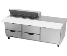 Beverage-Air SPED72HC-10C-4 Refrigerated Sandwich Prep Table, 72"W, 3-Section, 4 Drawers, 10 Pans, Cutting Board