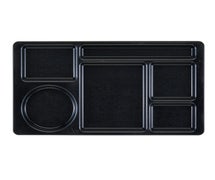 Cambro 915CW Polycarbonate 2x2 Tray - Rectangular - 6 Compartments with 1 Round Compartment, Black