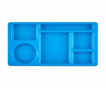 Cambro 915CW Polycarbonate 2x2 Tray - Rectangular - 6 Compartments with 1 Round Compartment, Blue