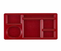 Cambro 915CW Polycarbonate 2x2 Tray - Rectangular - 6 Compartments with 1 Round Compartment, Cranberry