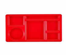 Cambro 915CW Polycarbonate 2x2 Tray - Rectangular - 6 Compartments with 1 Round Compartment, Red