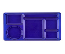 Cambro 915CW Polycarbonate 2x2 Tray - Rectangular - 6 Compartments with 1 Round Compartment, Translucent Blue