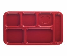 6 Compartment Cafeteria Tray ABS, Red