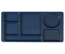 6 Compartment Cafeteria Tray Co-Polymer, 2x2, All Rectangular Compartments, Navy