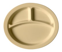 Polycarbonate Dinnerware Three Compartment Plate, 9"Diam., Beige