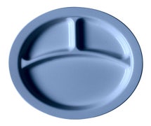 Polycarbonate Dinnerware Three Compartment Plate, 9"Diam., Slate Blue