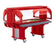 Versa Food Bar - Standard Height, Standard Casters, Holds 5 Full-Size Pans, Hot Red