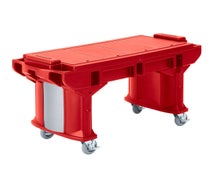 Versa Work Table - Standard Height, Standard Casters, Holds 4 Full-Size Pans, Hot Red