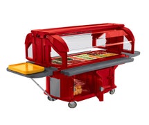 Versa Food Bar - Standard Height, Enclosed Base, Holds 4 Full-Size Pans, Hot Red