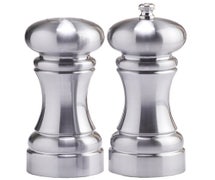 Chef Specialties 94500  5" Acrylic Pepper Mill and Salt Shaker Set/Brushed Steel Finish