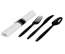Fineline Settings 2530-BK Napkin Roll - Fork,Spoon,Knife