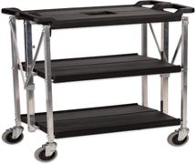 Carlisle SBC152103 Fold N Go Three-Shelf Cart, 15" x 21", Black 