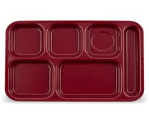 Carlisle 4398850 - Compartment Cafeteria Tray, Melamine, 10"Wx14-1/2"D, Right Hand Use, Cranberry