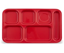 Carlisle 4398850 - Compartment Cafeteria Tray, Melamine, 10"Wx14-1/2"D, Right Hand Use, Red