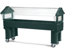 Six-Star Portable Food Bar - Standard Height, Open Base, 5 Full-Size Pan Capacity, Forest Green