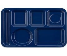 Carlisle 43980 Six Compartment Tray, Melamine, Left Hand Use, 14"Wx10"D, Dark Blue, 12/CS