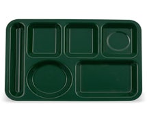 Carlisle 43980 Six Compartment Tray, Melamine, Left Hand Use, 14"Wx10"D, Forest Green