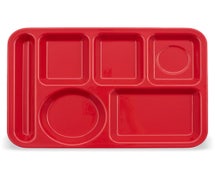 Carlisle 43980 Six Compartment Tray, Melamine, Left Hand Use, 14"Wx10"D, Red