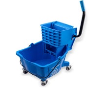 Carlisle 3690814 26-Quart Mop Bucket with Side Press Wringer, Blue