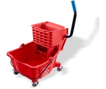 Carlisle 3690805 26-Quart Mop Bucket with Side Press Wringer, Red