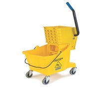 Carlisle 3690804 26-Quart Mop Bucket with Side Press Wringer, Yellow