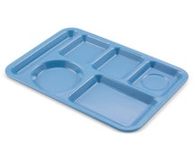 Value Series Melamine Cafetaria Compartment Tray - Six Compartments - 10"-14" - Left Hand Use, Blue