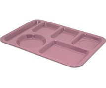 Value Series Melamine Cafetaria Compartment Tray - Six Compartments - 10"-14" - Left Hand Use, Pink