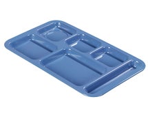 Value Series Melamine Six Compartment Tray - For Right Hand Use - 10"Wx14-1/2"D, Blue