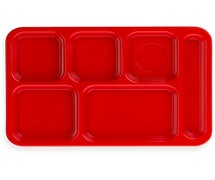 Carlisle P614R - Right-Hand 6-Compartment Tray - 14-3/8"Wx10"D - Case of 2 Dozen, Red