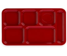 Carlisle 614R - Right-Hand Compartment Tray - 6 Compartments - 5 Colors - 10"x14", Red