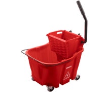 Carlisle 8690405 OmniFit 35-Quart Mop Bucket Combo with Side Press Wringer, Red