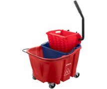 Carlisle 9690405 OmniFit 35-Quart Mop Bucket with Side Press Wringer and Soiled Water Insert, Red