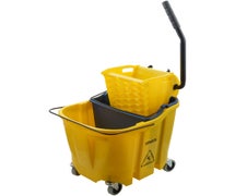 Carlisle 9690404 OmniFit 35-Quart Mop Bucket with Side Press Wringer and Soiled Water Insert, Yellow