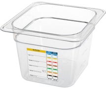 Carlisle 30685IMLUC07 StorPlus PermaLabel Polycarbonate 1/6-Size Food Pan with Integrated Label, 6" Deep, Clear