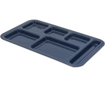 Carlisle 43982 - Right Hand 6-Compartment Melamine Tray - 15"Wx9"D - Case of 1 Dozen, Dark Blue