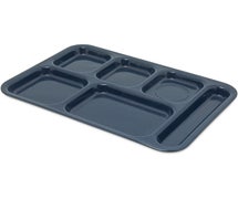 Carlisle 4398835 Tray 6 Compartment Right Hand 14.5" x 10", Café Blue, 1DZ/CS