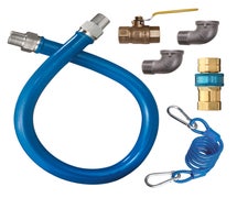 Dormont 1650KIT60 1/2 IN ID, 60 IN Length Moveable Gas Connector Kit, Connector, QD, Full Port Valve