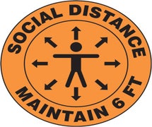 Accuform MFS380 - Slip-Gard&trade; Floor Sign: Social Distance Maintain 6 FT (Person image)