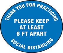 Accuform MFS420 - Slip-Gard&trade; Floor Sign: Thank You For Practicing Social Distancing Please Keep At Least 6FT Apart