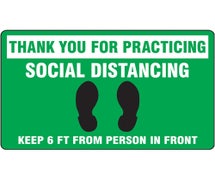 Accuform PSR300 - Slip-Gard&trade; Floor Sign: Thank You For Practicing Social Distancing
