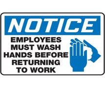 Accuform MRST805VP - Employees Must Wash Hands Before Returning To Work