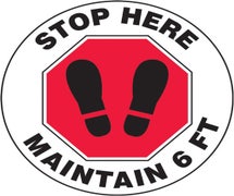 Accuform MFS388 - Slip-Gard&trade; Floor Sign: Stop Here Maintain 6 FT